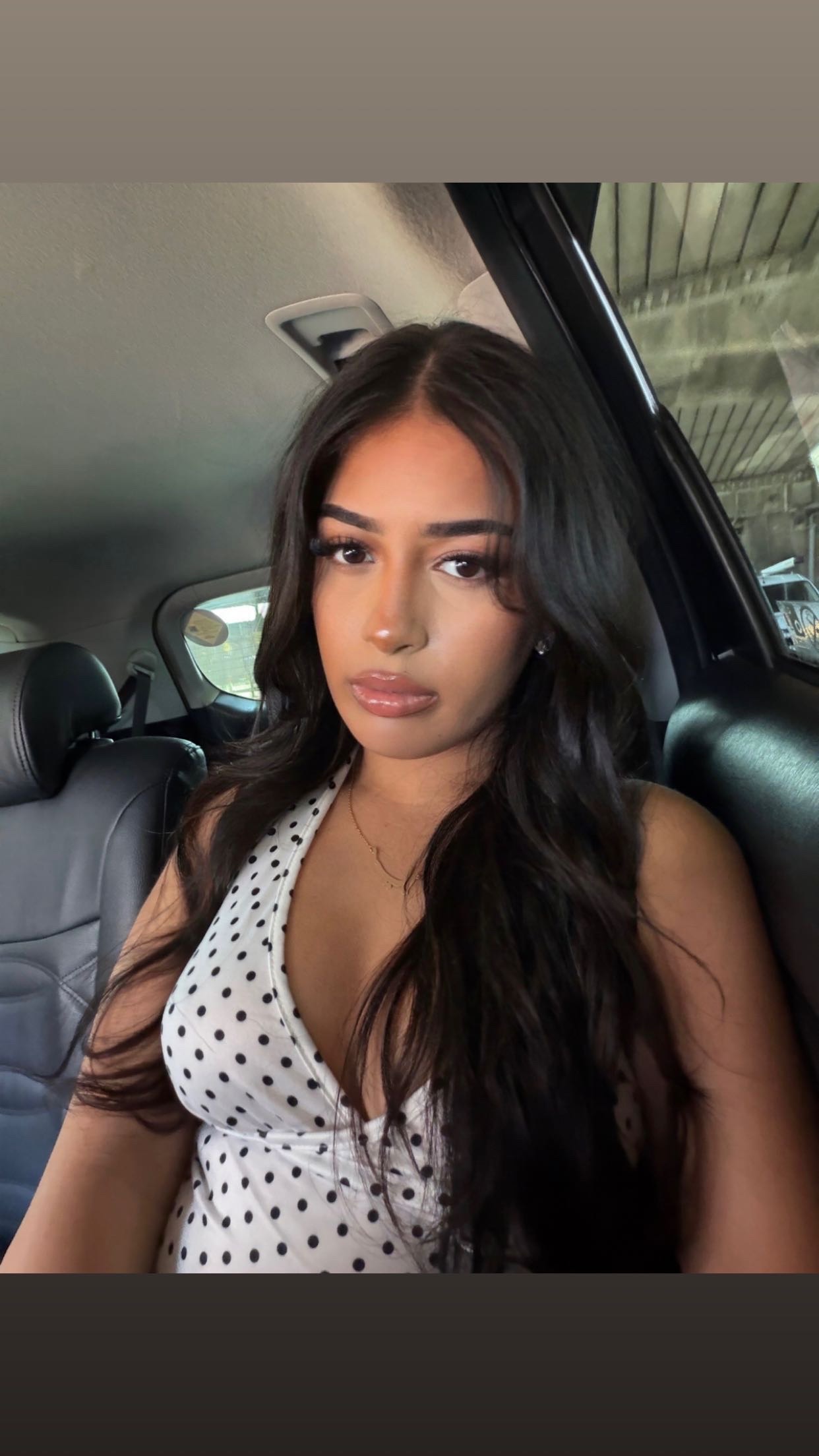 Mila in the car